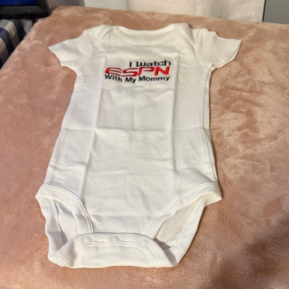 Carter's White Baby One-Piece with Red & Black ESPN Graphic